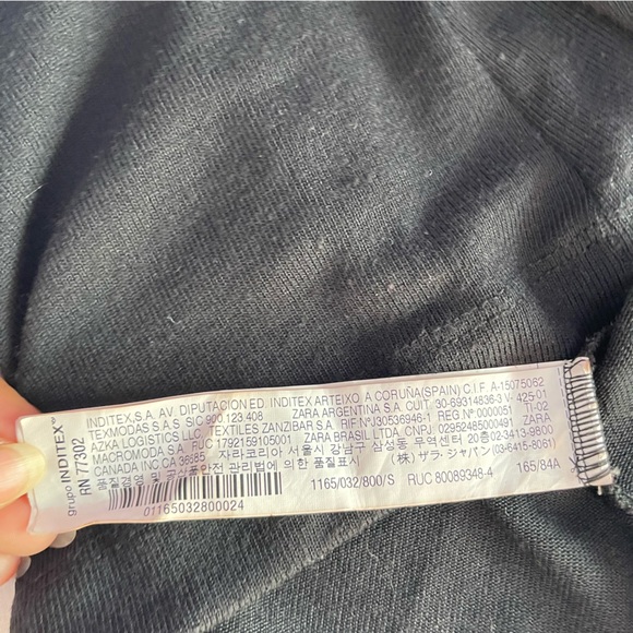 Zara Basic Collection Black Top Mesh Crew Neck Long Sleeve Size S - Picture 9 of 11